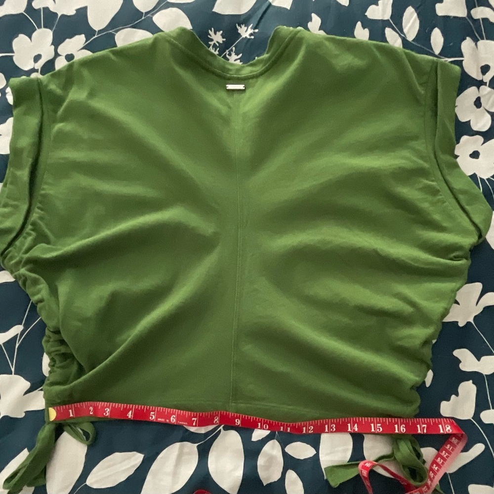 All Saints Olive Green Ruched Tie-Front Crop Top - Picture 8 of 9